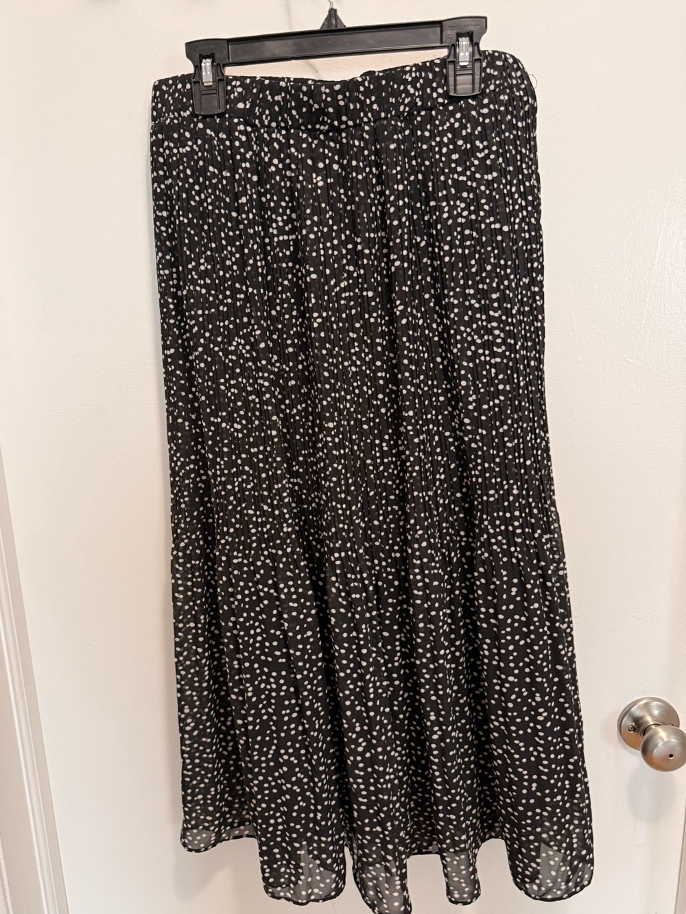 WD.NY Black & White Dotted Pleated Midi Skirt